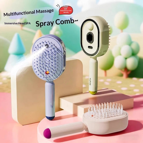 Cepillo Masajeador Eléctrico con Spray de Aceite Esencial Atomizado